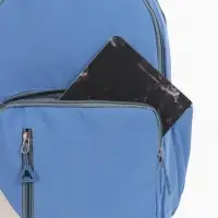 Рюкзак школьный на молнии, с отделами, карманами, размер 31&times;18&times;44 см, голубой