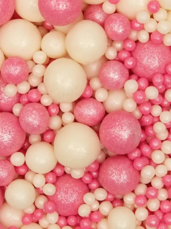 Кондитерская посыпка с мягким центром &laquo;Жемчуг&raquo;, бело-розовая, 50 г