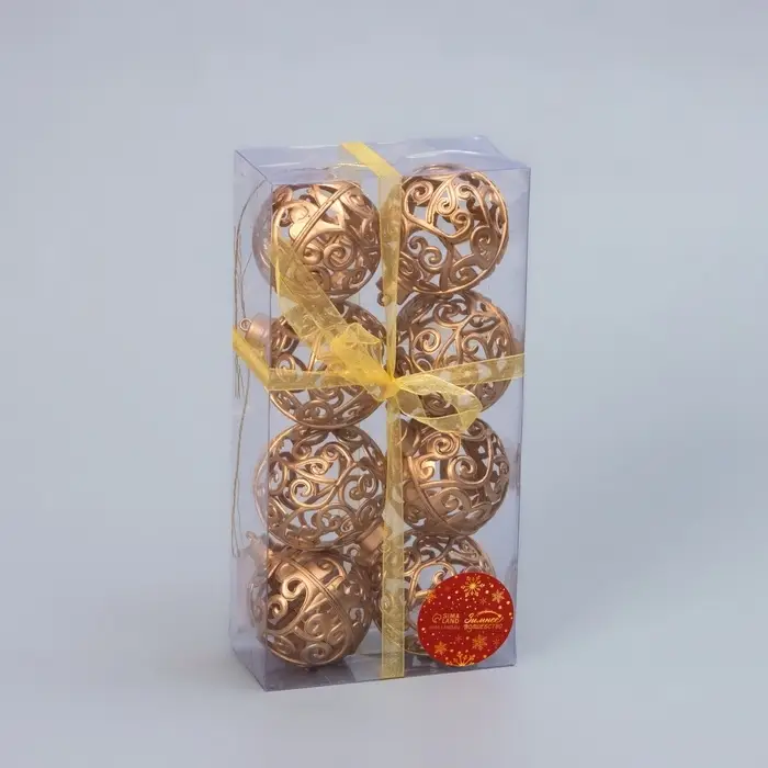Ёлочные игрушки «Морозец», шары новогодние, d=6 см, 8 шт., золотистые Ёлочные игрушки «Морозец», шары новогодние, d=6 см, 8 шт., золотистые