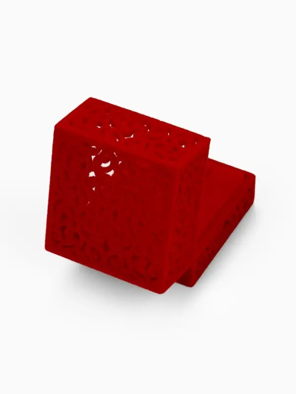 Футляр под парные кольца, серьги, запонки &laquo;Кружево&raquo;, бархатный, 5.5&times;6.5 см, красный