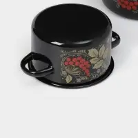 Набор кастрюль эмалированных &laquo;Рябина&raquo;, 3 предмета: 1.5 л, 2.9 л, 4.5 л, чёрный