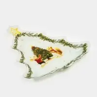 Блюдо сервировочное ёлочка "Новогоднее зверята" 24,5х24,7х2 см Блюдо сервировочное ёлочка "Новогоднее зверята" 24,5х24,7х2 см