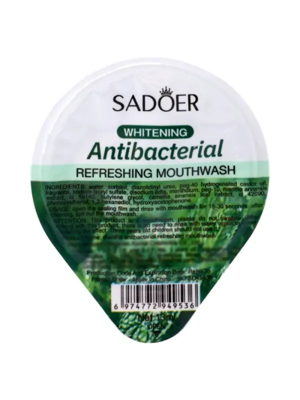 Ополаскиватель для полости рта антибактериальный SADOER, мята, 10 шт. по 13 мл