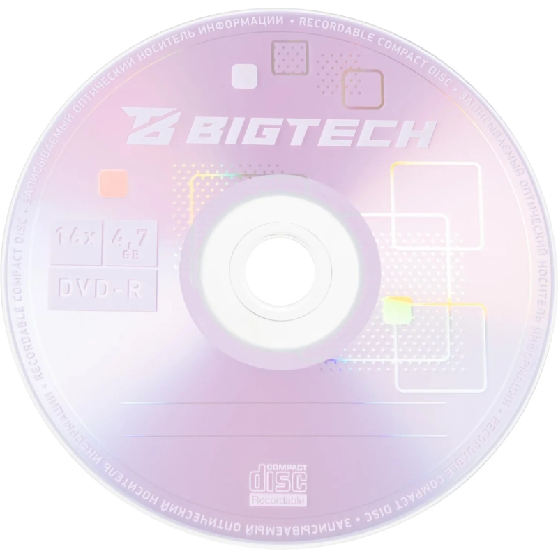 Носители информации Bigtech YDVDRP001 DVD-R 4,7Гб 16x 100/уп (бокс)