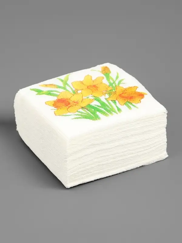 Салфетки бумажные Гармония цвета многоцветие Салфетки бумажные Гармония цвета многоцветие "Нарциссы желтые", 24*24 см 50 листов