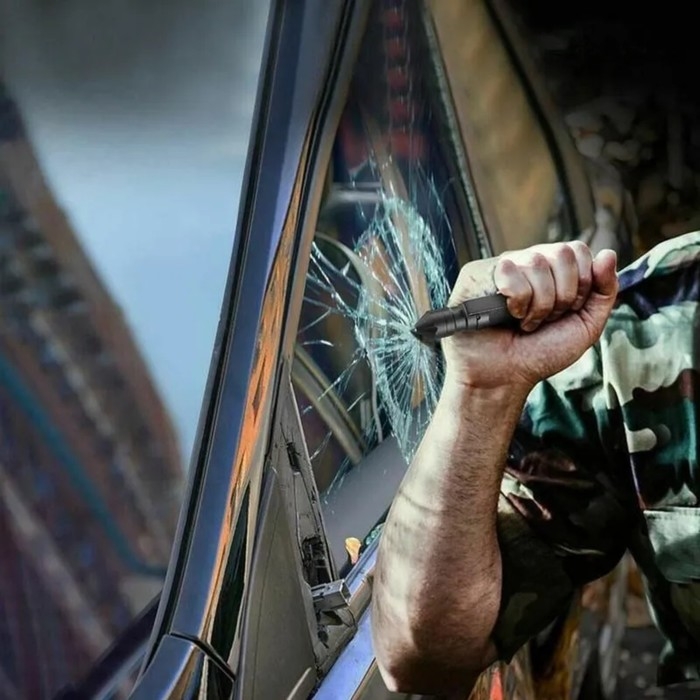 Ручка шариковая подарочная поворотная, корпус металлический чёрный, тактическая