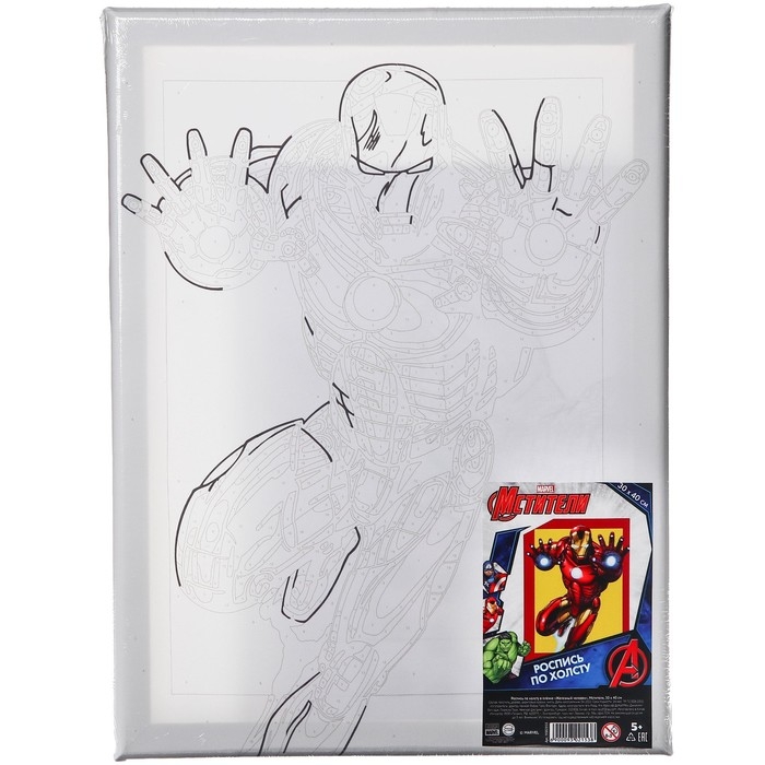 Картина по номерам на подрамнике  Картина по номерам на подрамнике "Железный человек" 30х40 см, Мстители
