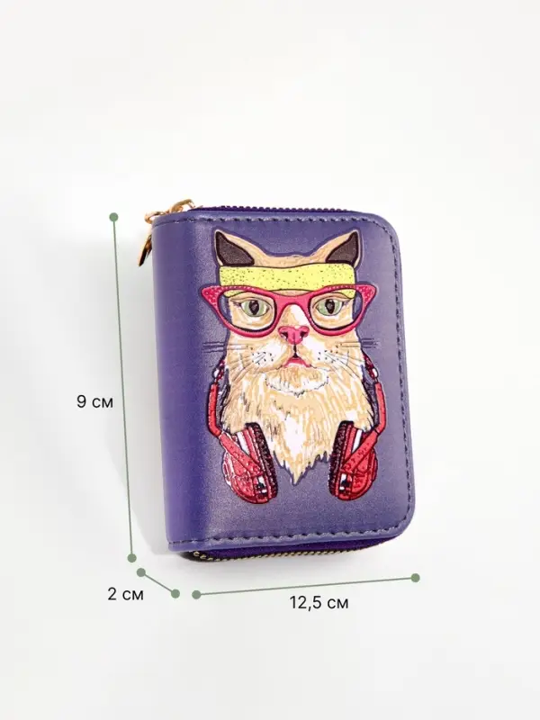 Кошелёк детский Выбражулька Cool cat, на молнии, фиолетовый