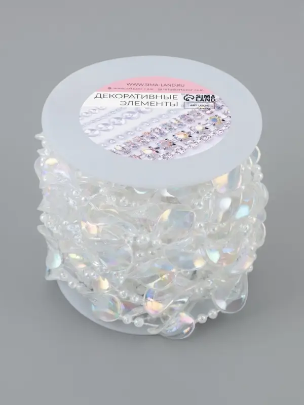 Бусы на нитях, с голографией, 16 мм, 9&plusmn;1 м, прозрачные