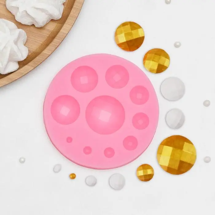 Молд для заливки «Кружочки в сетку», силикон, d=10 см, розовый Молд для заливки «Кружочки в сетку», силикон, d=10 см, розовый