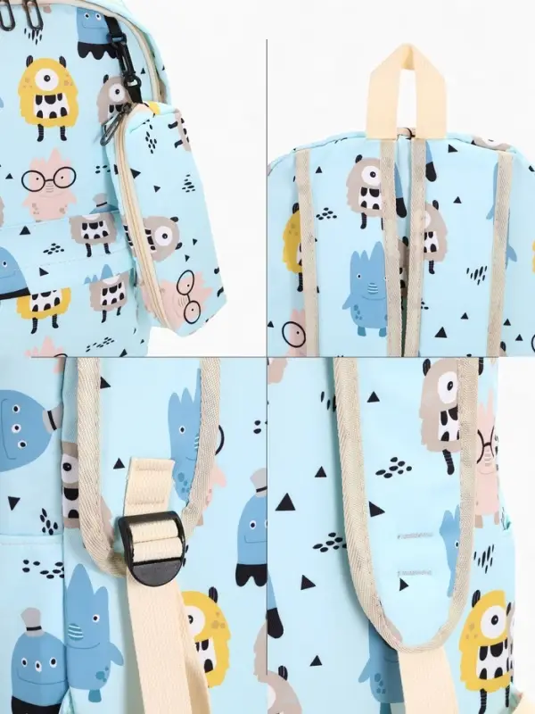 Рюкзак школьный &laquo;Монстрики&raquo;, с пеналом, 29&times;12&times;41 см, голубой