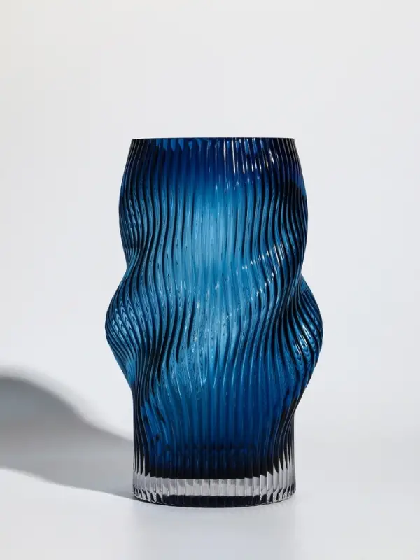 Ваза стекло настольная  Ваза стекло настольная "Ванесса" волны, 24х12 см, синий