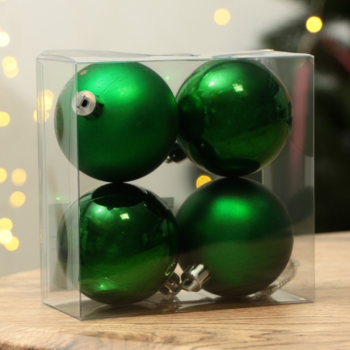 Шары ёлочные новогодние «С Новым годом!», на Новый год, пластик, d=6, 4 шт., цвет зелёный с золотом Шары ёлочные новогодние «С Новым годом!», на Новый год, пластик, d=6, 4 шт., цвет зелёный с золотом