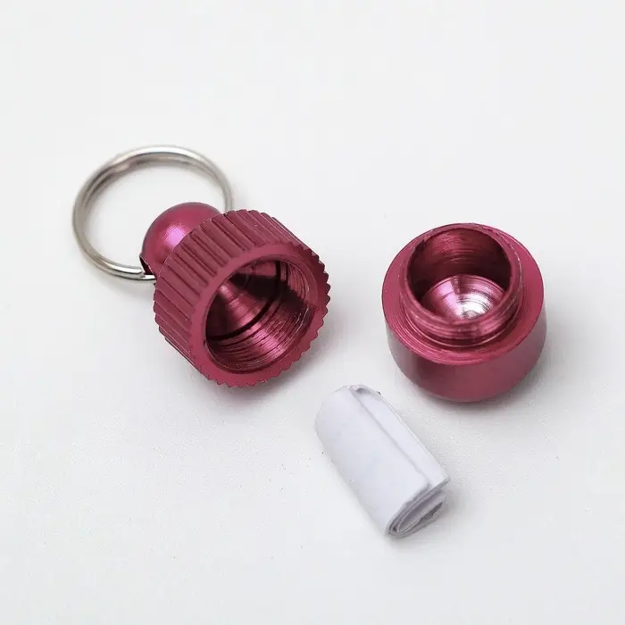 Адресник-капсула под записку &laquo;Бочонок&raquo;, 1.1&times;2.3 см, металл, красный