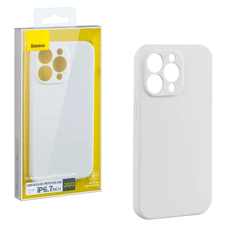 Чехол iPh 13 Pro Max (6.7) Liquid Silica Gel Protective Case Baseus белый Чехол iPh 13 Pro Max (6.7) Liquid Silica Gel Protective Case Baseus белый