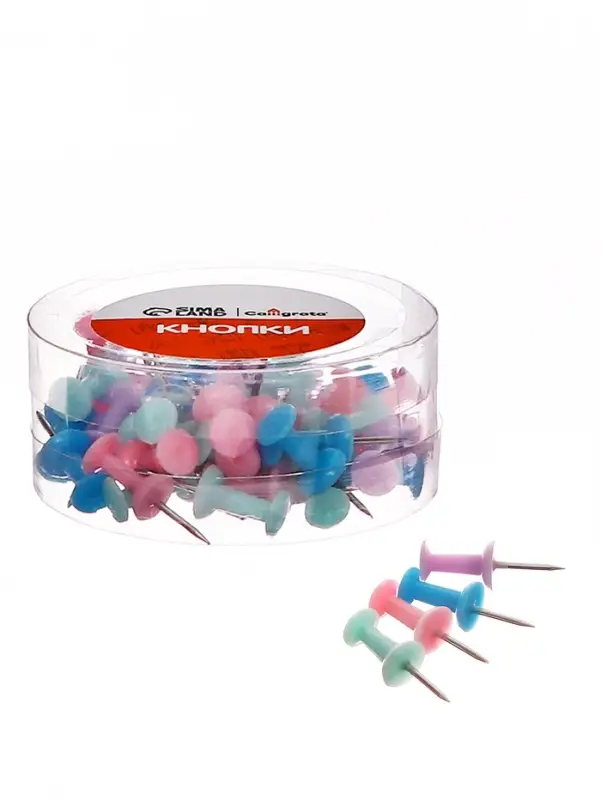 Кнопки силовые пастель 50 штук в пластиковой тубе Кнопки силовые пастель 50 штук в пластиковой тубе