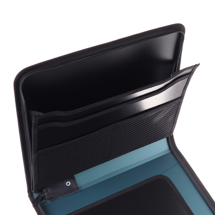 Папка на молнии А4, 2 отделения, Calligrata, 350 х 282 х 33 мм, пластик, 4 кармана, бизнес-класс, зелёный металлик Папка на молнии А4, 2 отделения, Calligrata, 350 х 282 х 33 мм, пластик, 4 кармана, бизнес-класс, зелёный металлик