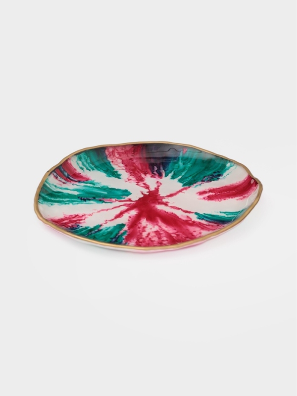 Тарелка десертная Тарелка десертная "Magro" 15 см, цвет бирюзово-розовый