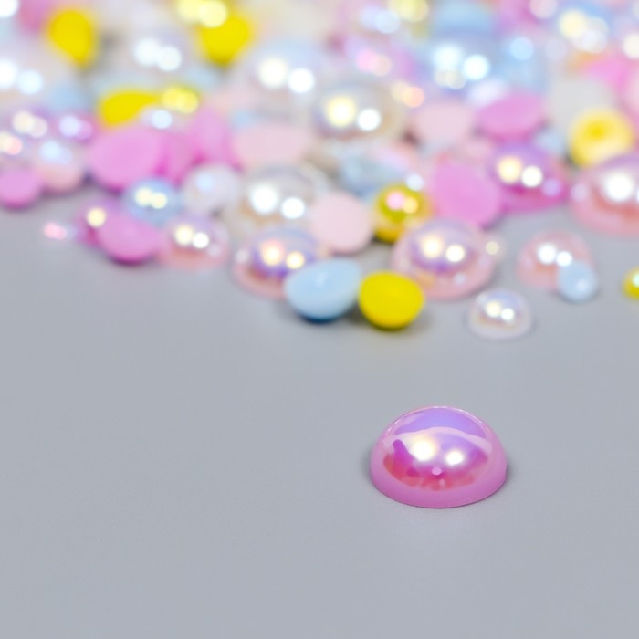 Декор для творчества пластик Декор для творчества пластик "Половинки бусин. Макарун перламутр" d=3-10 мм, набор 10 гр