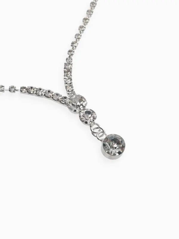 Набор 2 предмета: серьги, колье &laquo;Вечерний шик&raquo;, белый в серебре