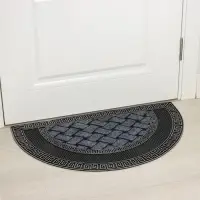 Коврик придверный полукруглый Доляна &laquo;Меандр&raquo;, 44&times;74 см, серебряный