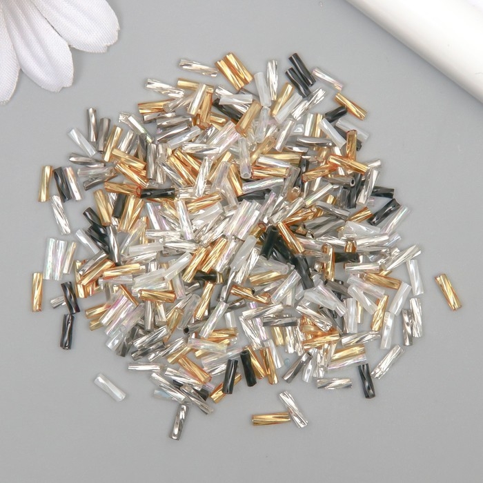 Бисер стекло 2х6 мм  Бисер стекло 2х6 мм "Спиральные трубочки. Классический микс" 10 гр ≈300 шт