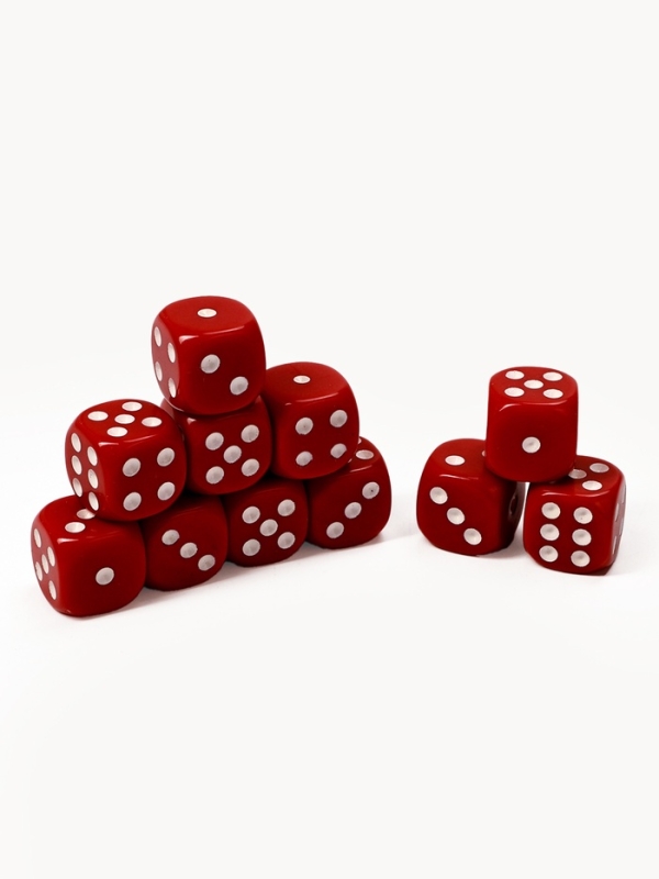 Кости игральные, 1.6 х 1.6 см, набор 50 шт, красные Кости игральные, 1.6 х 1.6 см, набор 50 шт, красные