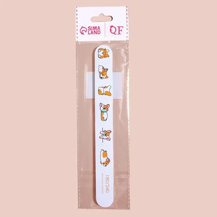 Пилка для ногтей &laquo;Корги&raquo;, прямая, 180/240 грит, 18 см