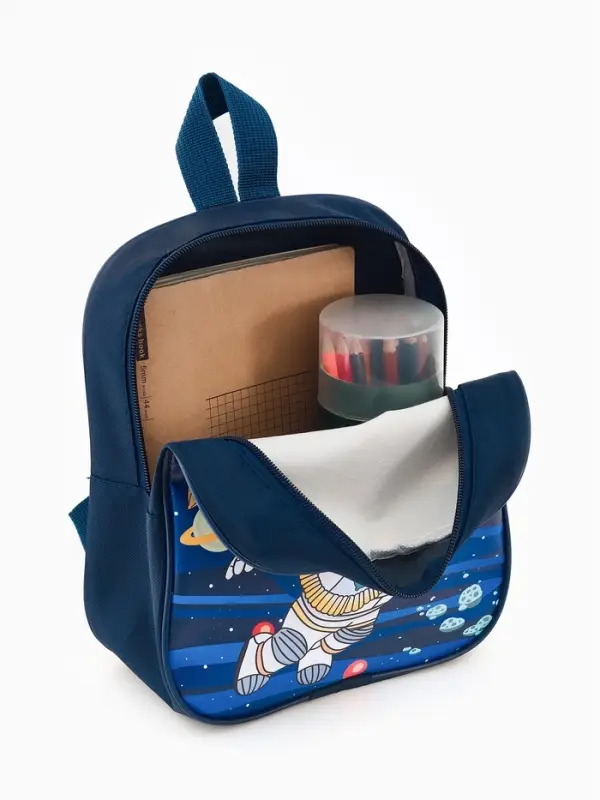 Рюкзак детский 20,5*9*24, отд на молнии, космос т-синий