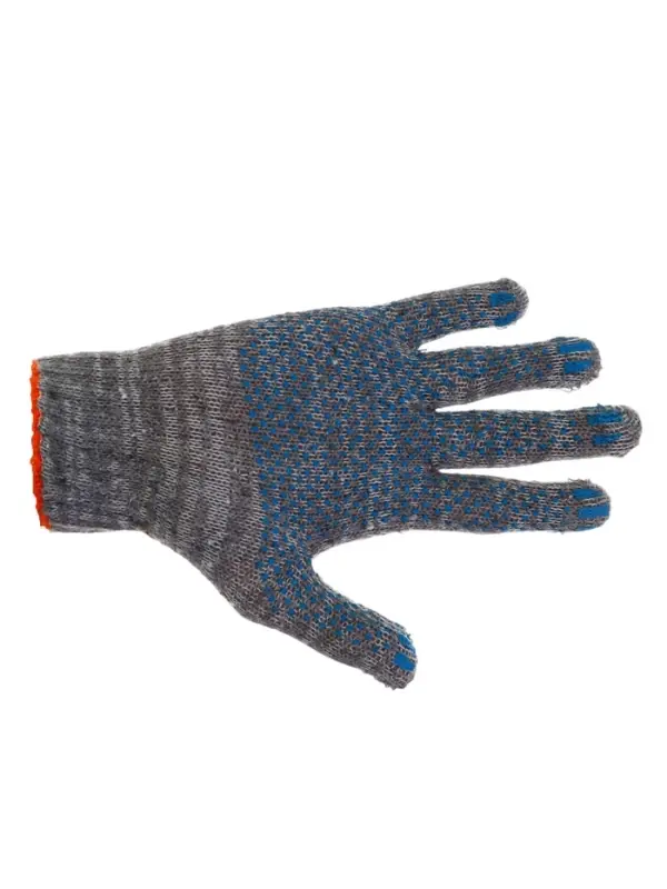 Перчатки рабочие, хб, вязка 7 класс, 3 нити, размер 9, с ПВХ точками, серые
