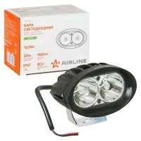 Фара светодиод. овальная, 2LED, дальний свет, 20Вт, 97x62x70мм, 12/24В, PLUS