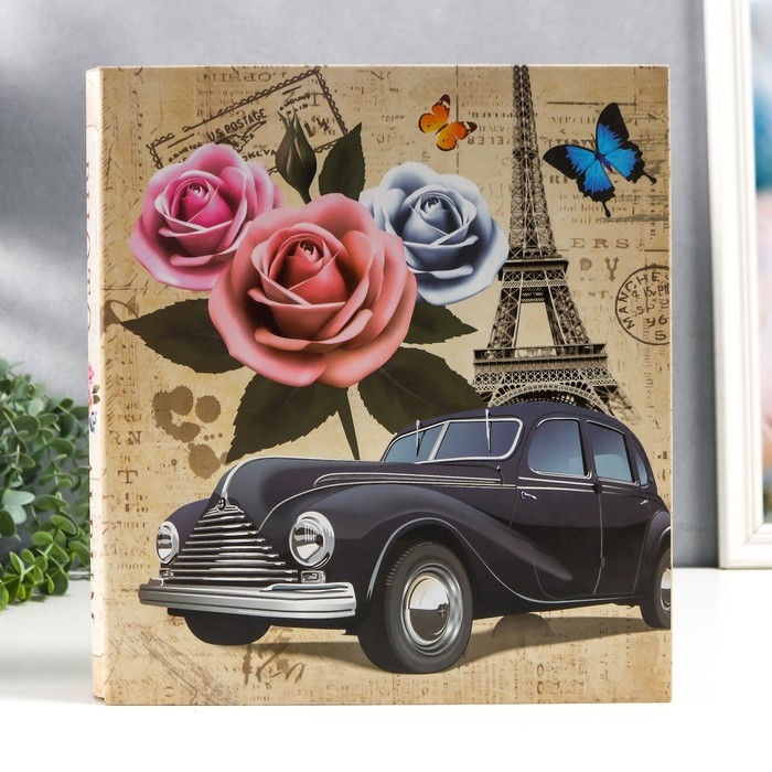 Фотоальбом на 500 фото 10х15 см Фотоальбом на 500 фото 10х15 см "Башня, автомобиль и цветы" в коробке МИКС 33,5х30х5,5 см