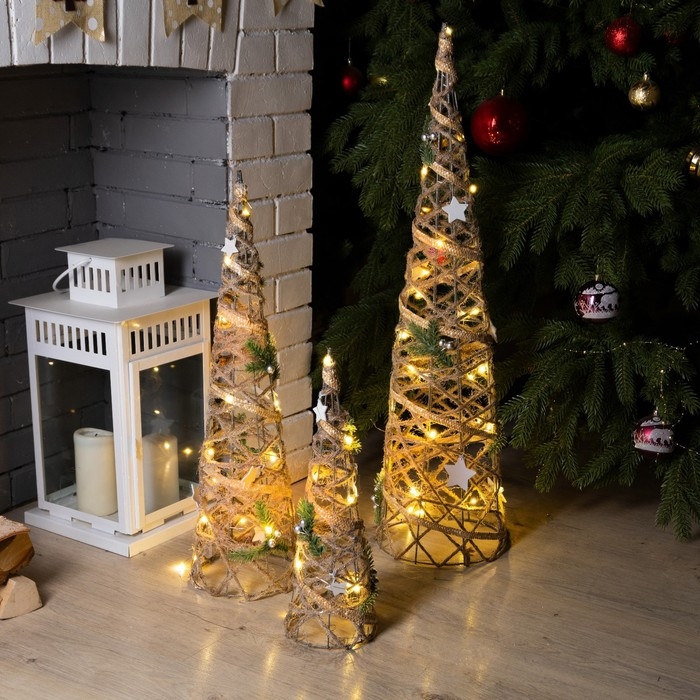 Светодиодная фигура «Конусы серые» 40, 60, 80 см, текстиль, металл, батарейки ААх2 (не в комплекте), свечение тёплое белое Светодиодная фигура «Конусы серые» 40, 60, 80 см, текстиль, металл, батарейки ААх2 (не в комплекте), свечение тёплое белое