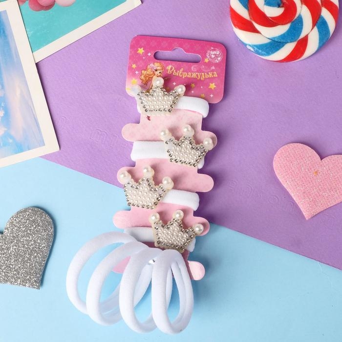 Резинка для волос  Резинка для волос "Лори" (набор 8 шт) королевство, 3 см, белый