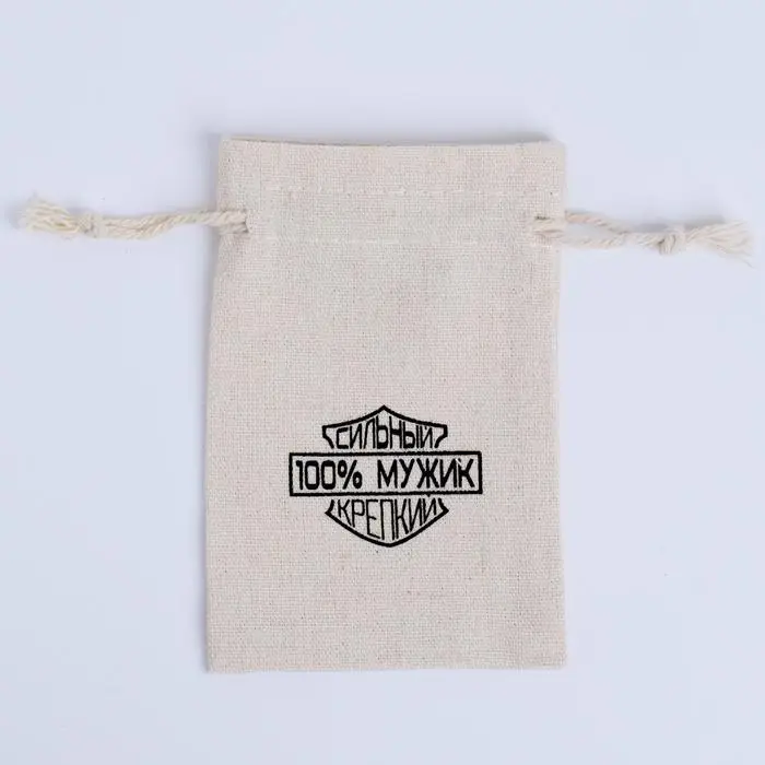 Мешочек подарочный для украшений, подарков и трав, текстиль, Мешочек подарочный для украшений, подарков и трав, текстиль, "100% мужик", 12×8 см