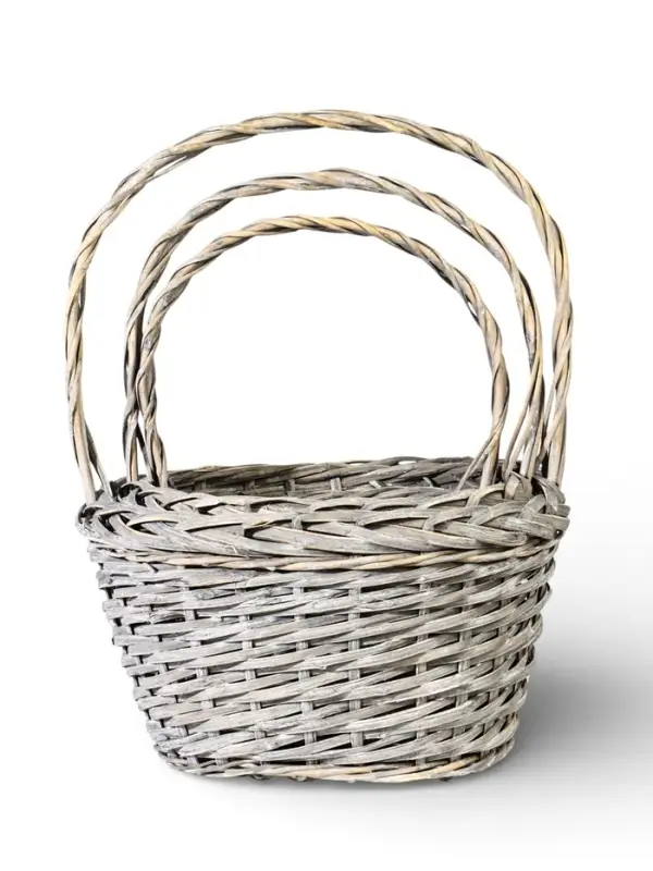 Корзина плетёная для хранения Penelope, лоза, с ручкой, серая, набор 3 шт.