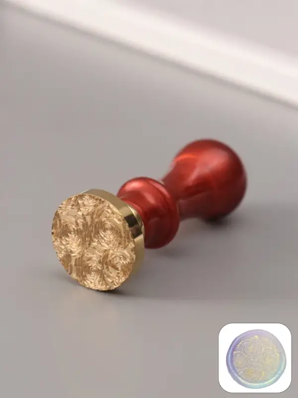 Печать для сургуча с пластиковой ручкой &laquo;Розы&raquo;, 6.3&times;2.5&times;2.5 см
