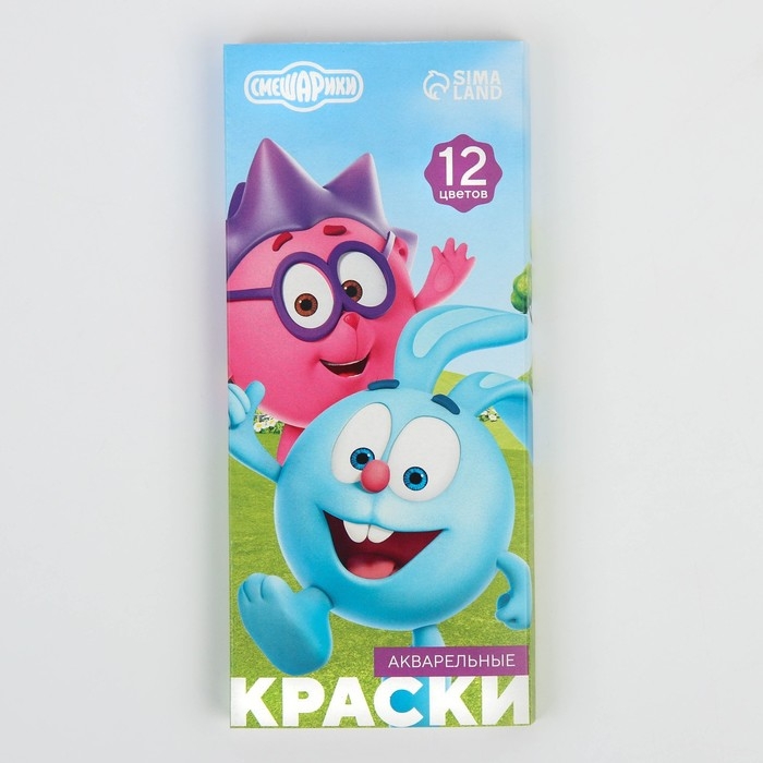 Акварель медовая «Смешарики», 12 цветов, в картонной коробке, без кисти Акварель медовая «Смешарики», 12 цветов, в картонной коробке, без кисти