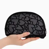 Косметичка полукруглая Black beauty, на молнии, чёрная