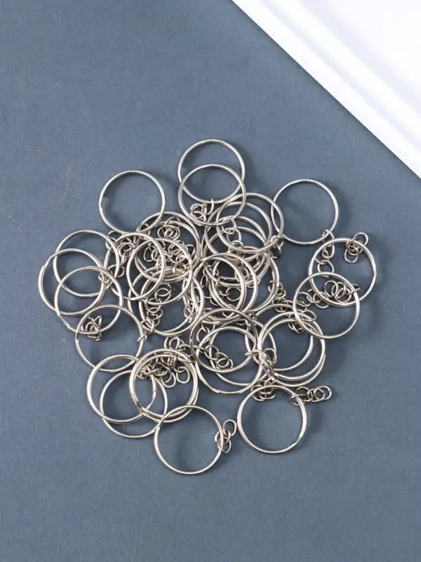 Основа для брелока кольцо с цепочкой, металл под серебро, 2.5&times;2.5 см, набор 40 шт.