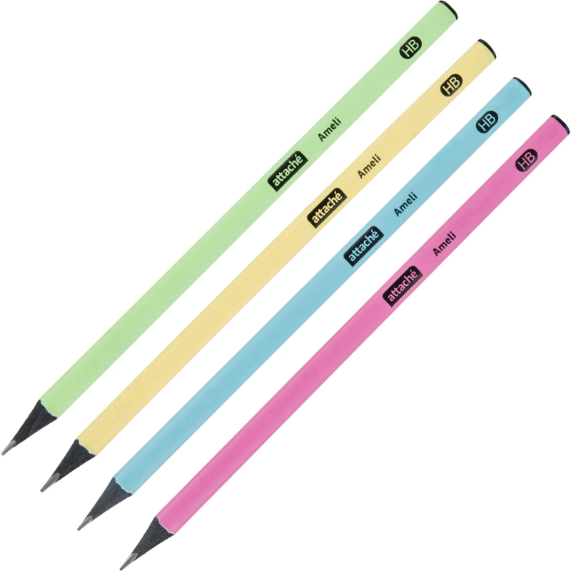 Карандаш чернографитный Attache Ameli HB б/ласт трехгр черн.дерево, в асс