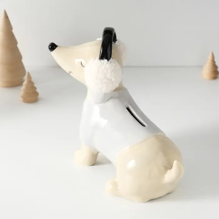 Копилка для денег &laquo;Собачка в тёплых наушниках&raquo;, керамика, 21.7&times;10&times;18.8 см