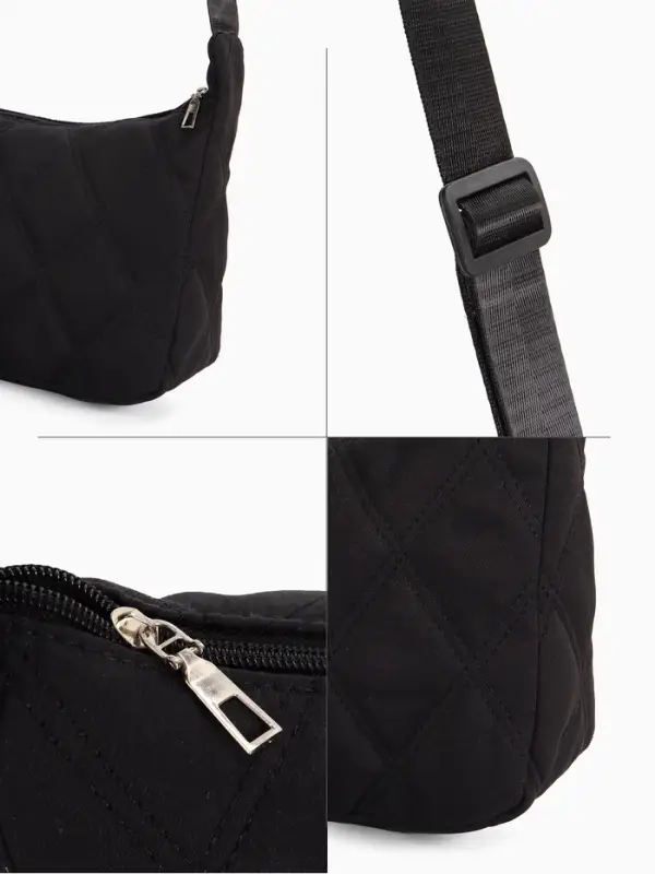 Сумка женская багет на молнии, 30&times;10&times;19 см, чёрная