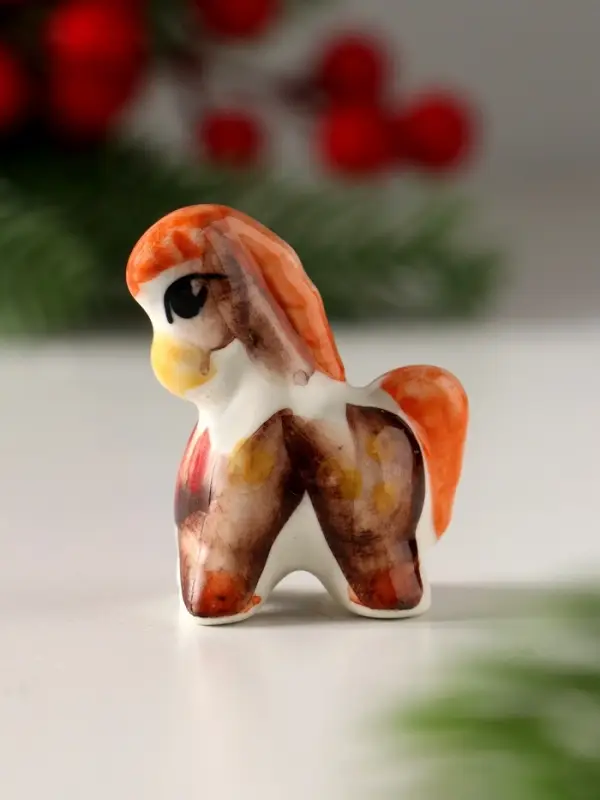 Сувенир Лошадка малая, 4,5х4 см, гжель, цвет Сувенир Лошадка малая, 4,5х4 см, гжель, цвет