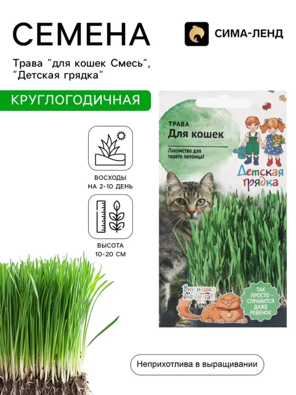 Семена Трава для кошек &laquo;Детская грядка&raquo;, смесь, 10 г, &laquo;Агросидстрейд&raquo;