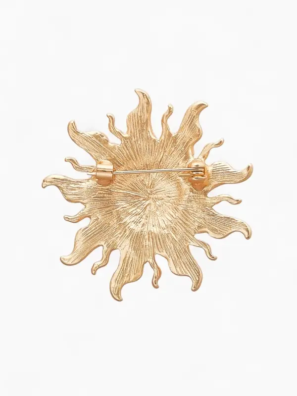 Брошь &laquo;Солнце&raquo;, чёрная, золотой в матовом золоте