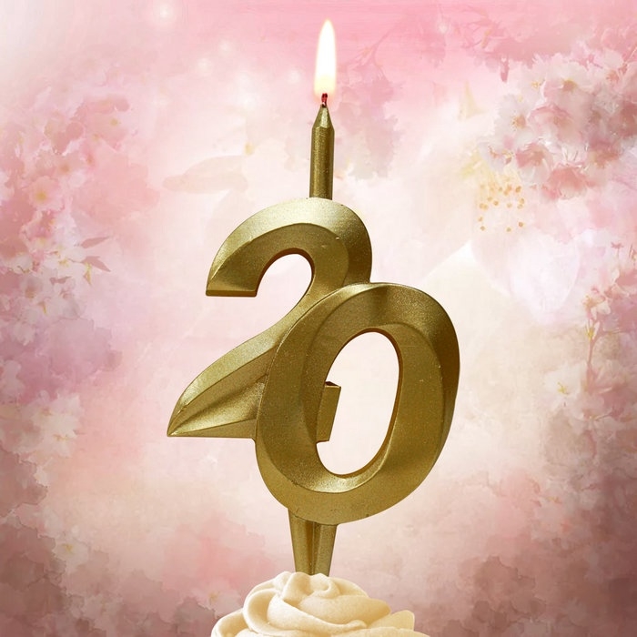 Свеча в торт «Юбилейная», цифра 20, золотая Свеча в торт «Юбилейная», цифра 20, золотая