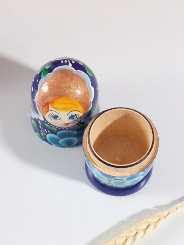 Матрёшка  Матрёшка "Клава", голубое платье, 5-кукольная, 12 см