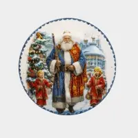 Тарелка новогодняя Доляна &laquo;Дед мороз&raquo;, d=19.8 см, фарфор, разноцветная, небольшие дефекты в деколи