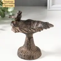 Фигурка - подставка для мелочей, кормушка для птиц &laquo;Птичка на листе&raquo;, чугун, 12&times;10&times;13 см